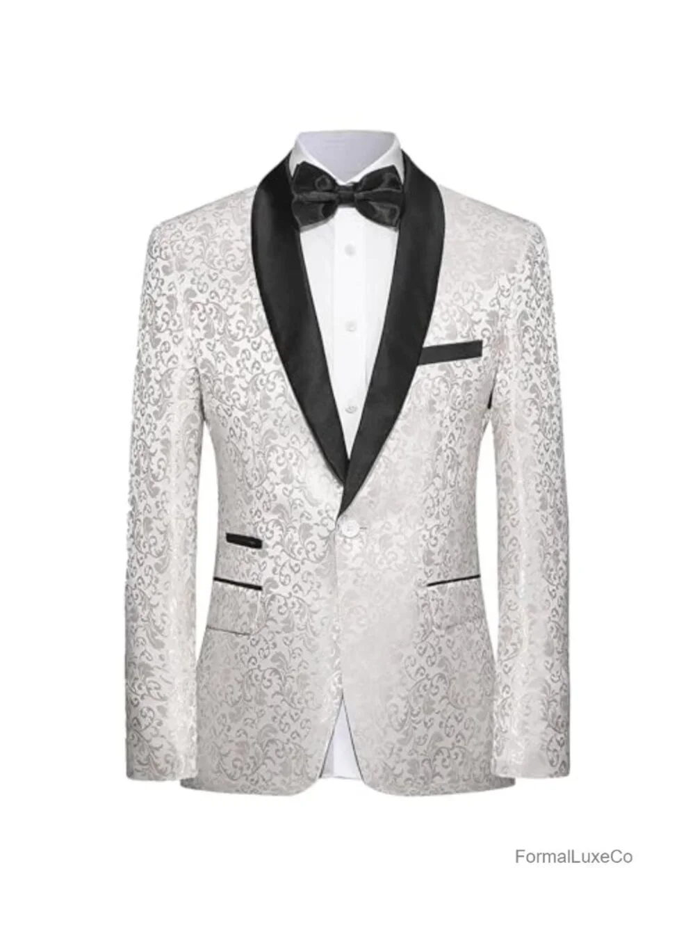 Men's Slim Fit Paisley Jacquard Tuxedo Suit Set - Prom Wedding Dinner Jacket &